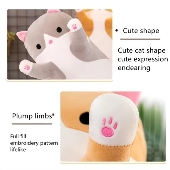 Cute Cat Plush Long Body Pillow Cuddle Cartoon Stuffed Animals Cat‼️FINAL SALE - Picture 4 of 12